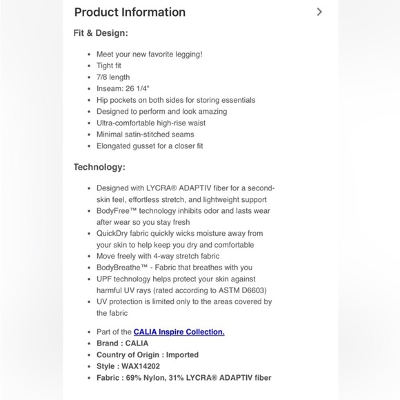 🆕 CALIA Inspire High Rise 7/8 Legging - Picture 8 of 9